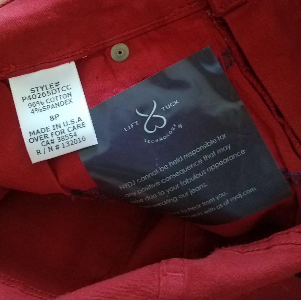 NWT NYDJ Red Wax Skinny Jean 8P - Picture 4 of 6